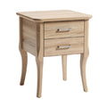 Modern Wooden Nightstand with Two Drawers and Curved Legs